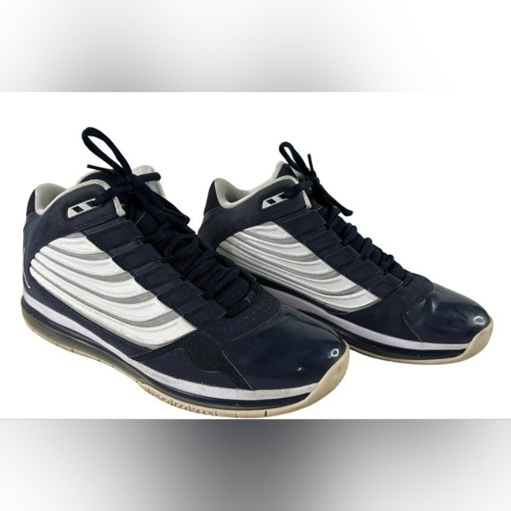 Nike Air Jordan Big Ups sneakers in an obsidian, silver Sz US 8.5